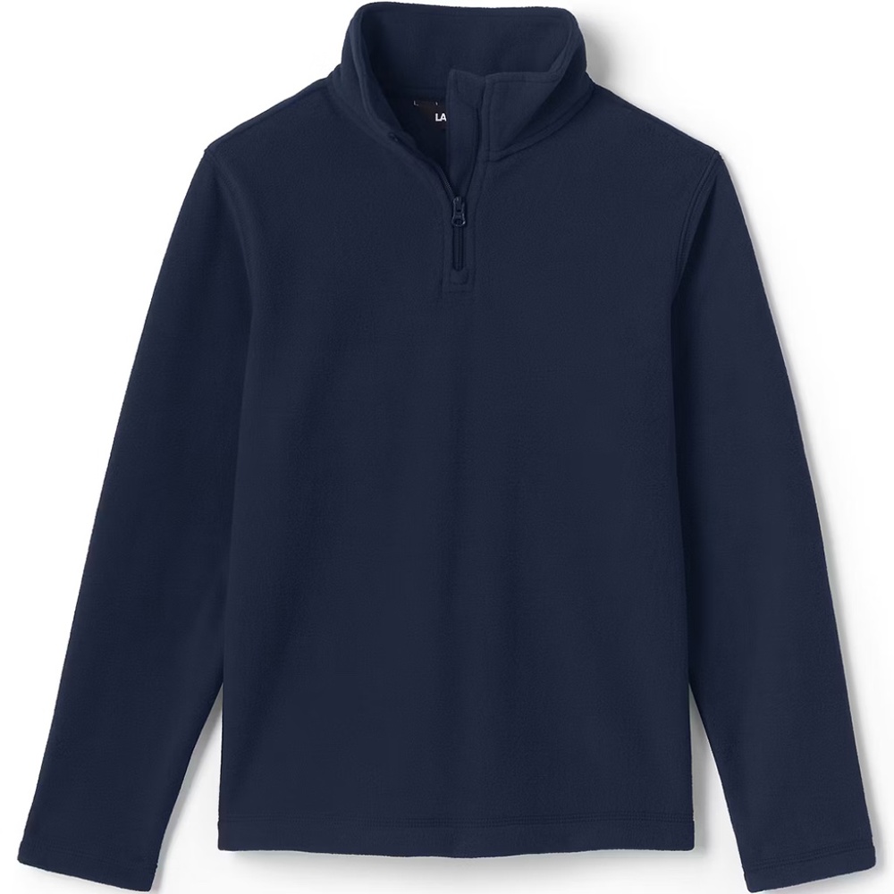 Lands' End School Uniform Kids Lightweight Fleece Quarter Zip Pullover - Navy
